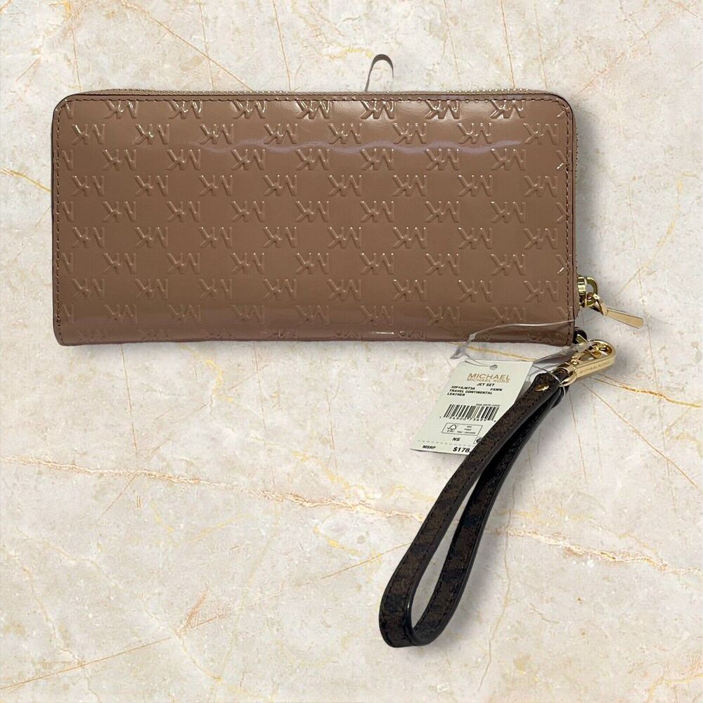 Michael Kors Jet Set SIGNATURE Travel Continental Wallet - Fawn/Gold  NWT - Picture 2 of 12